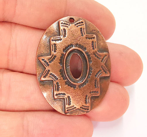 2 Copper Charm Cabochon Blank Bezel Antique Copper Plated Charm (38x29mm) (12x8mm Blank size) G22169