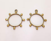 2 Ship Steering Wheel Charms Antique Bronze Plated Charm (39x34mm) G22176
