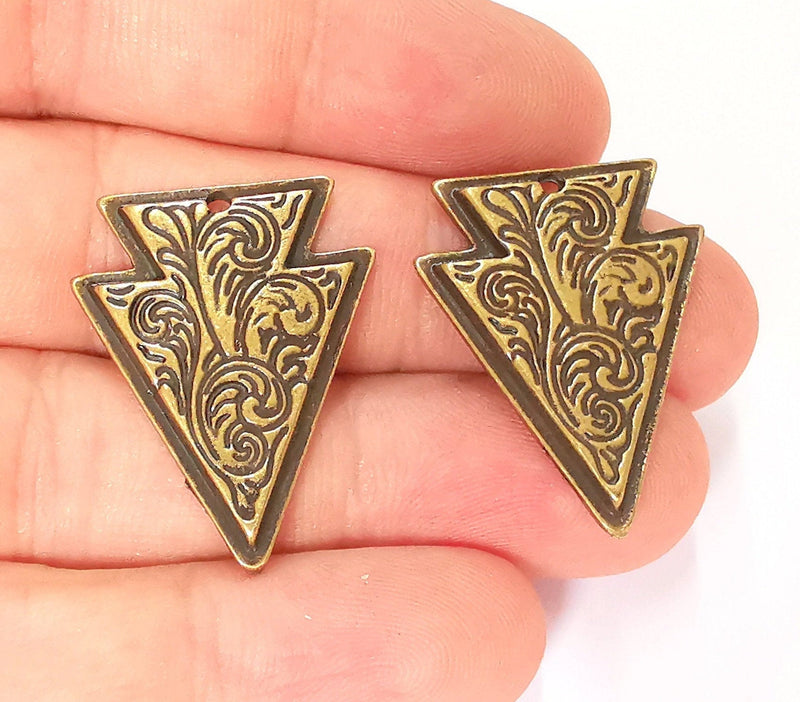 2 Antique Bronze Charms Antique Bronze Plated Charms (31x24mm)  G22177
