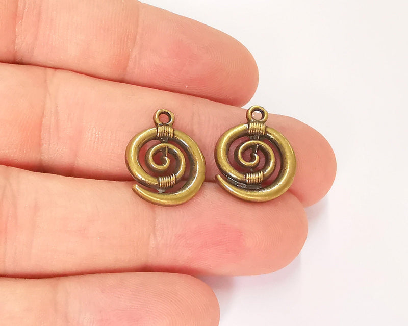 10 Spiral Charms Antique Bronze Plated Charms (18x15mm) G22182
