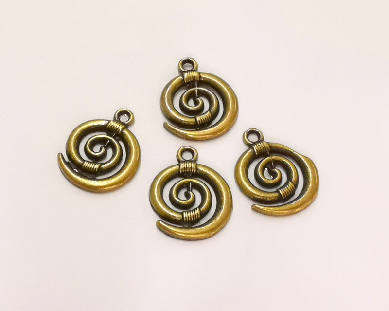 10 Spiral Charms Antique Bronze Plated Charms (18x15mm) G22182