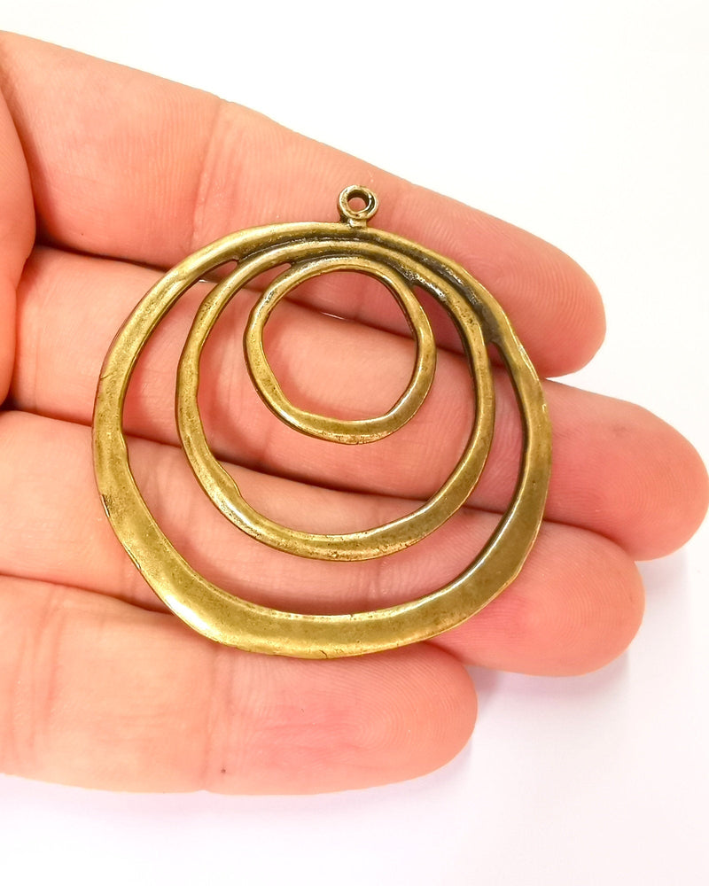 2 Circles Pendant Antique Bronze Plated Pendant (53x49mm) G22183