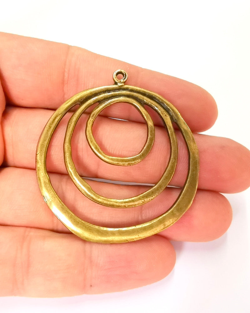 2 Circles Pendant Antique Bronze Plated Pendant (53x49mm) G22183