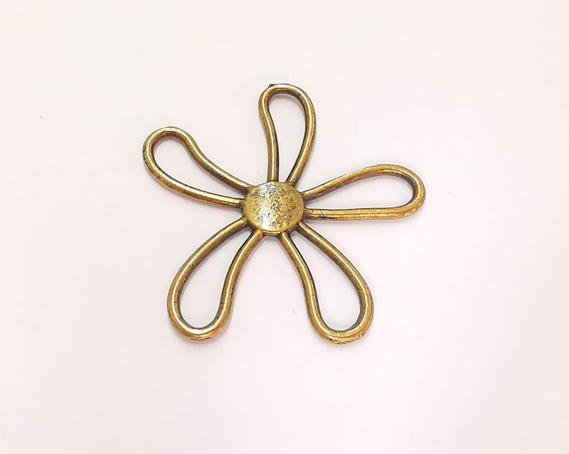 2 Flower Charms Antique Bronze Plated Charms (43x42mm)  G22185