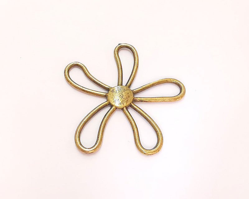 2 Flower Charms Antique Bronze Plated Charms (43x42mm)  G22185
