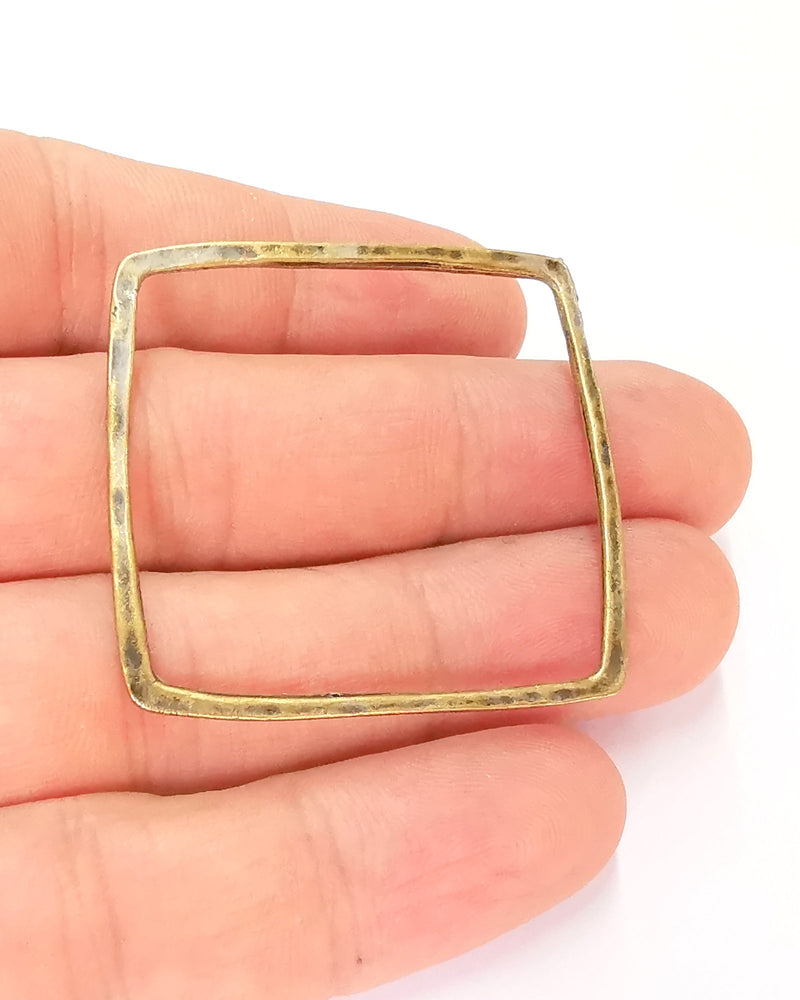 2 Square Connector Antique Bronze Charm Antique Bronze Plated Metal Charms (42mm) G22188