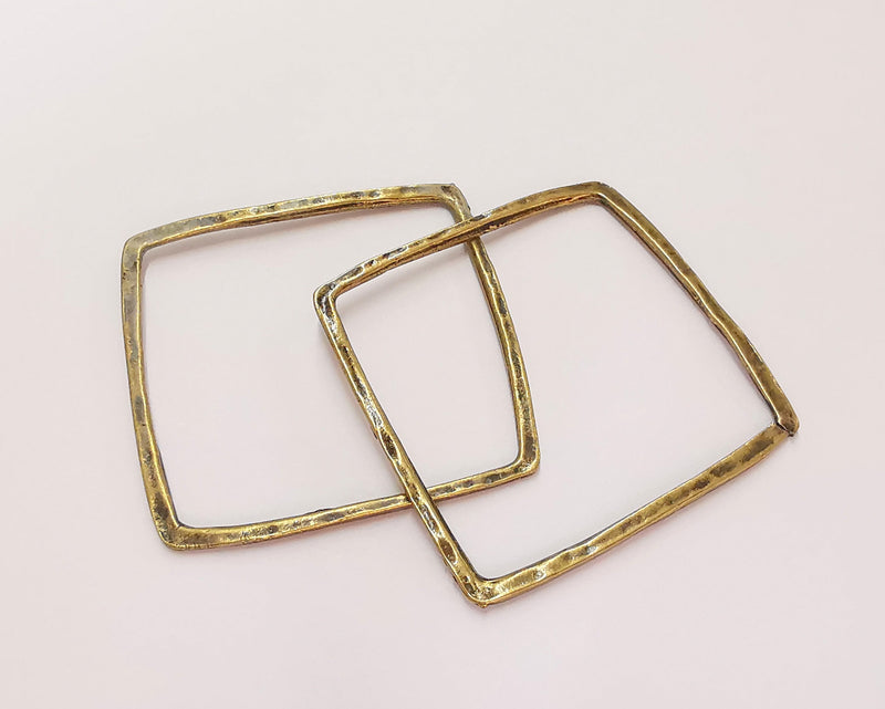 2 Square Connector Antique Bronze Charm Antique Bronze Plated Metal Charms (42mm) G22188