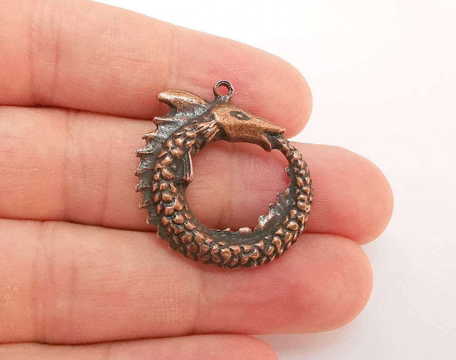 2 Dragon Charms Antique Copper Plated Charms (30x29mm) G22195