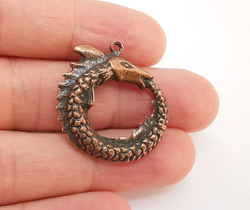 2 Dragon Charms Antique Copper Plated Charms (30x29mm) G22195