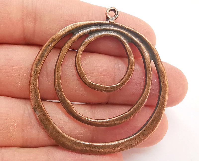2 Circle Pendants Antique Copper Plated Pendant (52x49mm) G22199