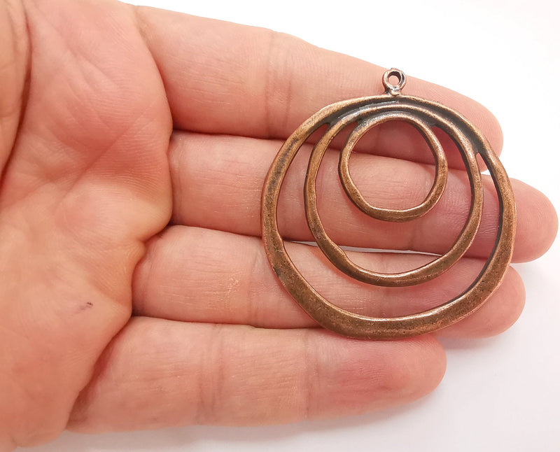 2 Circle Pendants Antique Copper Plated Pendant (52x49mm) G22199