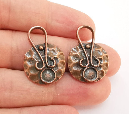 2 Copper Charms Blank Antique Copper Plated Charms (30x20mm)  G22200