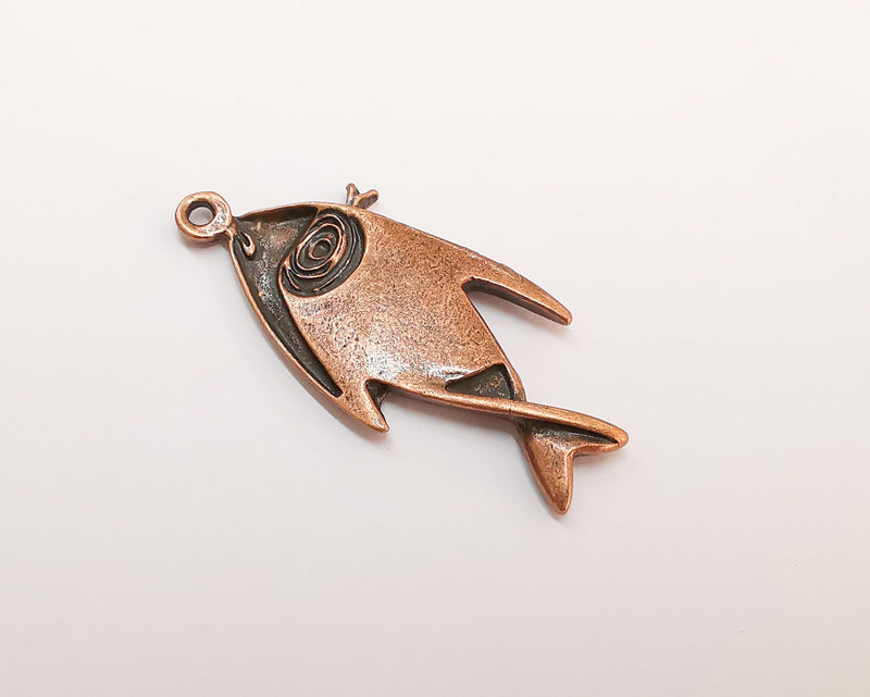 Fish Pendant Antique Copper Charm (62x28mm) G22203