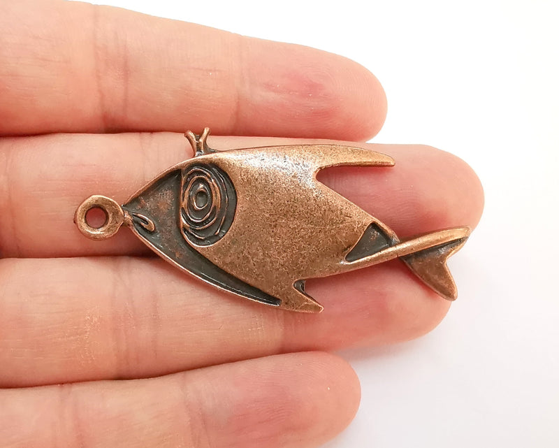 Fish Pendant Antique Copper Charm (62x28mm) G22203