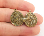 5 Hammered Round Charms Antique Bronze Plated Charms  (24x19mm) G22207