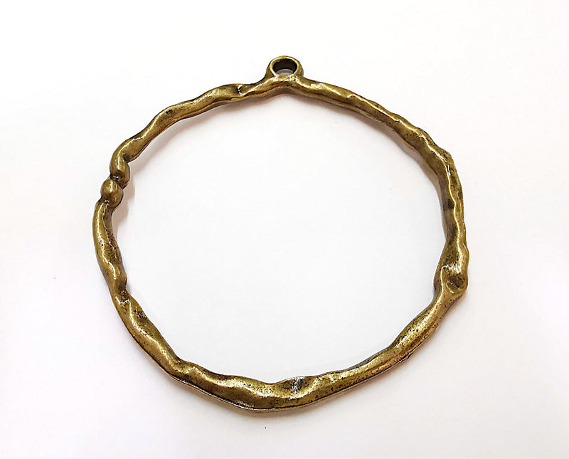 Hammered Pendant Antique Bronze Plated Pendant (80x70mm)  G21674
