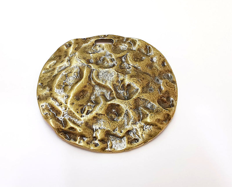 Hammered Pendant Antique Bronze Plated Pendant (74mm) G21678