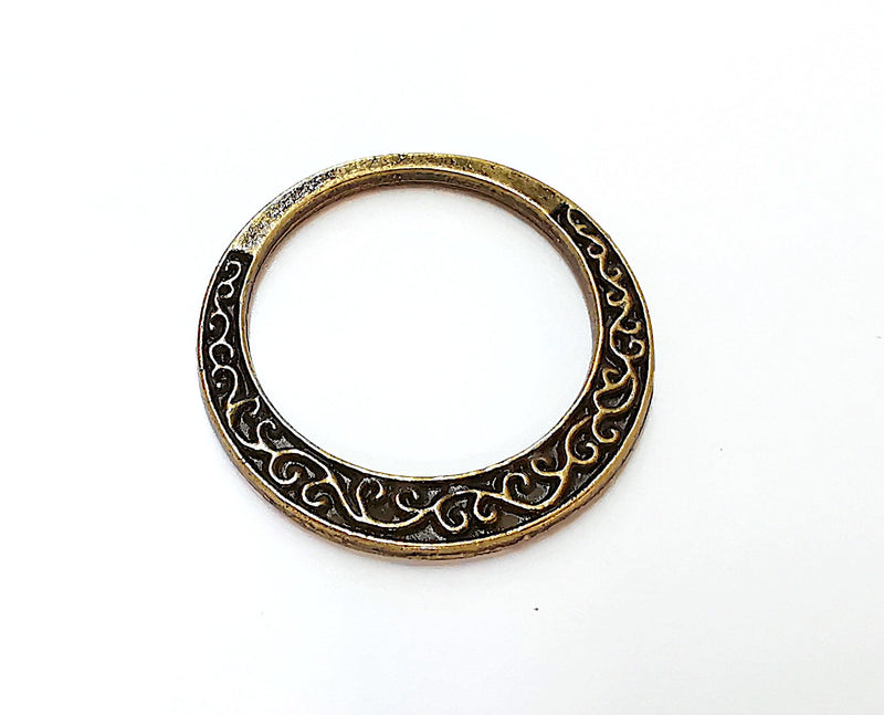 2 Circle Charms Double Sided Findings Antique Bronze Plated Circle (35 mm)  G21680