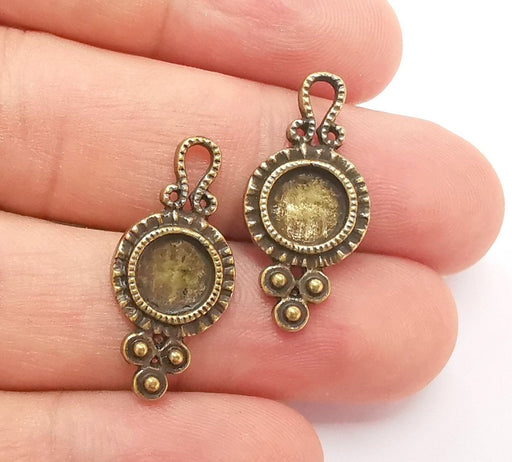 10 Antique Bronze Charms Blank inlay Blank Mosaic Blank Resin Blank Bezel Base Setting Mountings Antique Bronze Plated(8mm blank) G22214