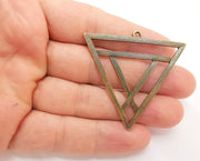 2 Triangle Charms Antique Bronze Triangle Pendant  (53x50) G22215