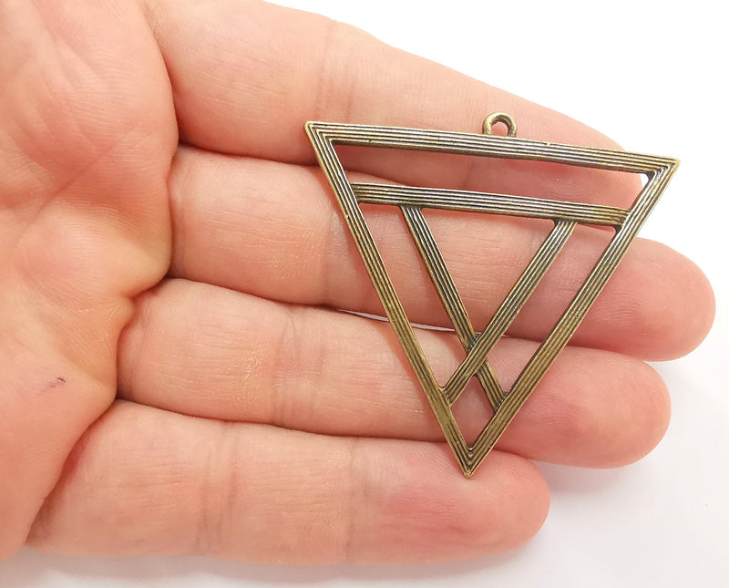 2 Triangle Charms Antique Bronze Triangle Pendant  (53x50) G22215