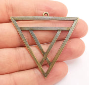 2 Triangle Charms Antique Bronze Triangle Pendant  (53x50) G22215