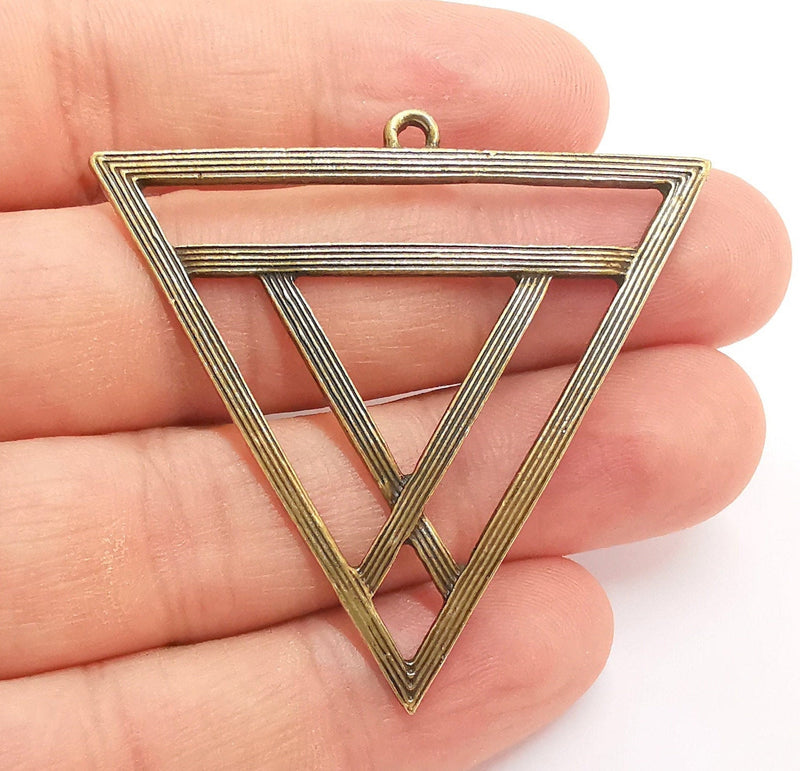 2 Triangle Charms Antique Bronze Triangle Pendant  (53x50) G22215