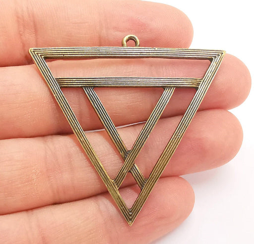 2 Triangle Charms Antique Bronze Triangle Pendant  (53x50) G22215