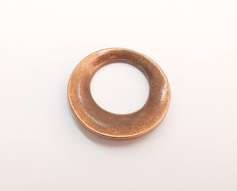 2 Antique Copper Circle Pendant Antique Copper Plated Pendant (35mm) G22222