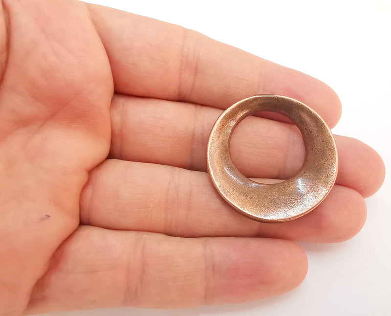2 Antique Copper Circle Pendant Antique Copper Plated Pendant (35mm) G22222