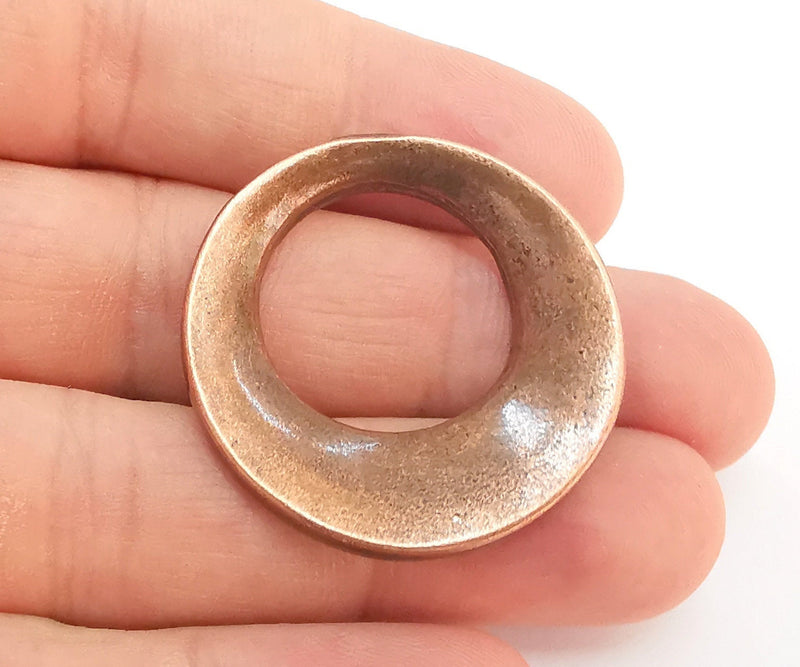 2 Antique Copper Circle Pendant Antique Copper Plated Pendant (35mm) G22222