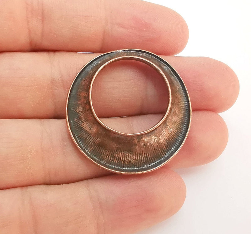2 Antique Copper Circle Pendant Antique Copper Plated Pendant (35mm) G22222