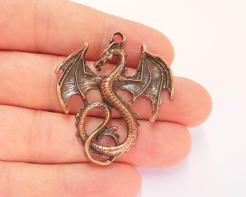 2 Dragon Charms Antique Copper Plated Charms (45x40mm) G22225