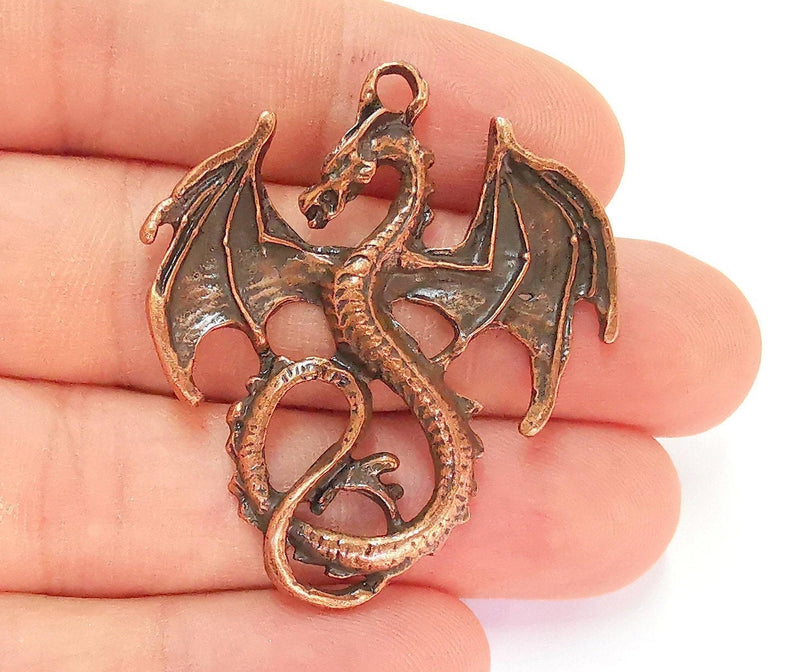2 Dragon Charms Antique Copper Plated Charms (45x40mm) G22225