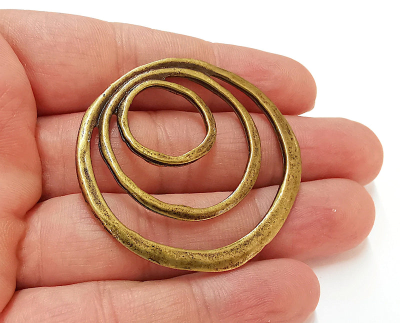 2 Circle Charms Antique Bronze Plated Charms (50x48mm)  G22416