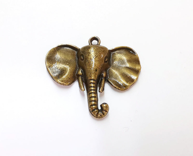 2 Elephant Charms Antique Bronze Plated Charms (44x41mm)  G21683