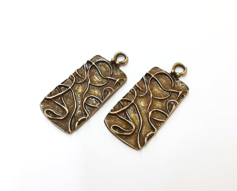2 Antique Bronze Charms Antique Bronze Plated Charms (40x18mm) G21684