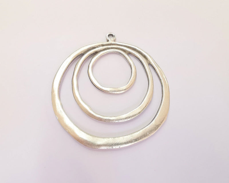Circles Pendant Antique Silver Plated Pendant (53x50mm)  G22235