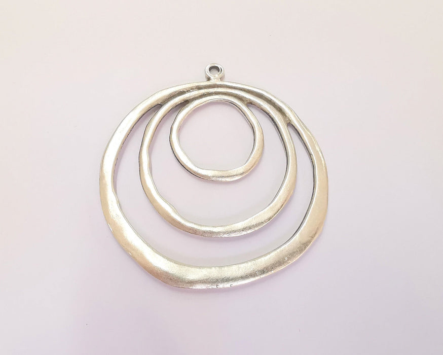 Circles Pendant Antique Silver Plated Pendant (53x50mm)  G22235