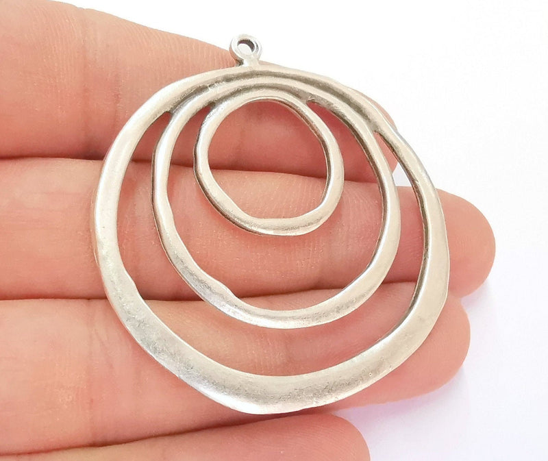 Circles Pendant Antique Silver Plated Pendant (53x50mm)  G22235