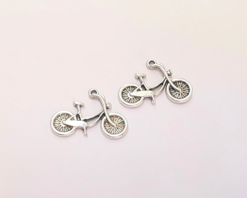 10 Bicycle Charms Antique Silver Plated Charms (26x18mm)  G22240