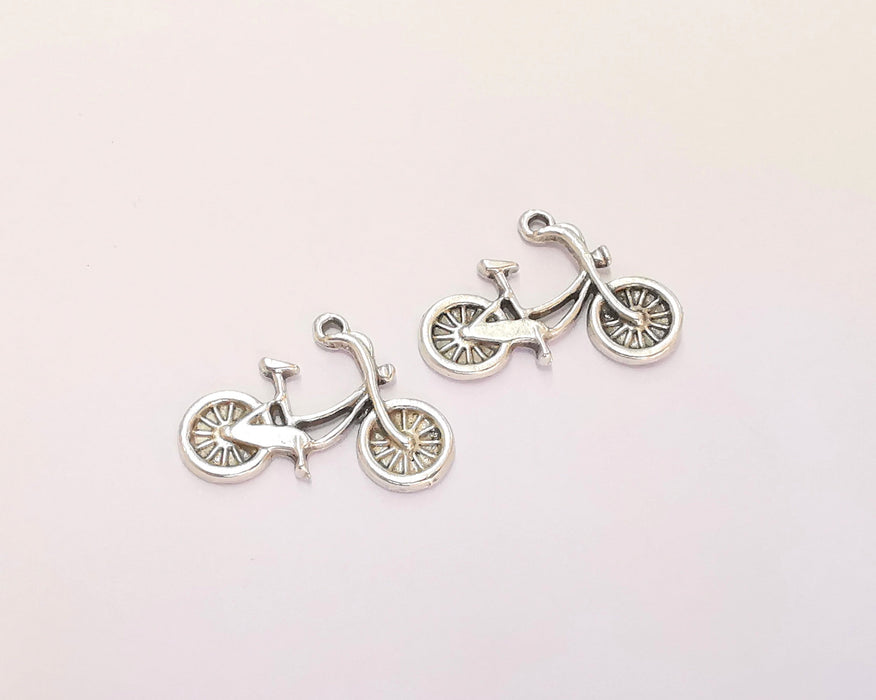 10 Bicycle Charms Antique Silver Plated Charms (26x18mm)  G22240