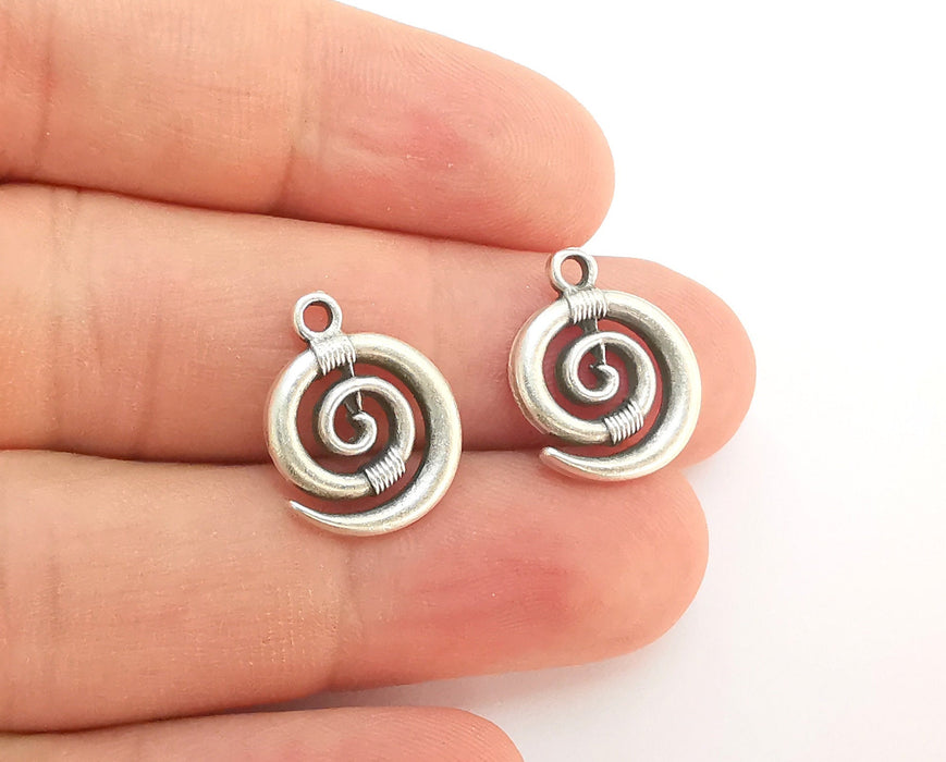 10 Spiral Charms Antique Silver Plated Charms (18x14mm) G22245