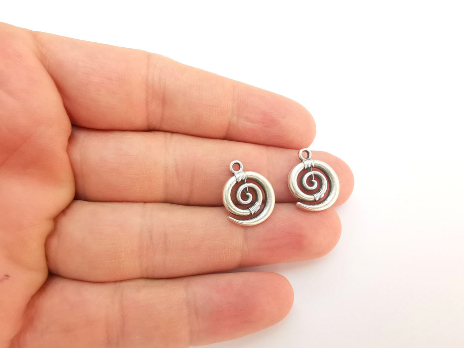 10 Spiral Charms Antique Silver Plated Charms (18x14mm) G22245