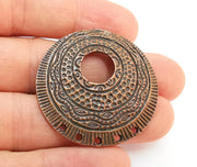 2 Antique Copper Circle Pendant Connector Antique Copper Plated Pendant (40mm) G22253