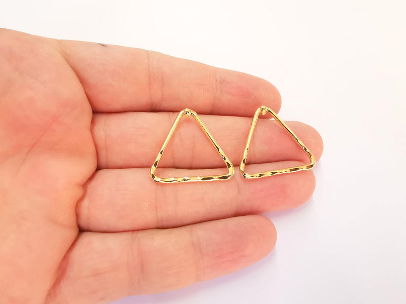 10 Triangle Charms Shiny Gold Plated Findings (24mm)  G22257