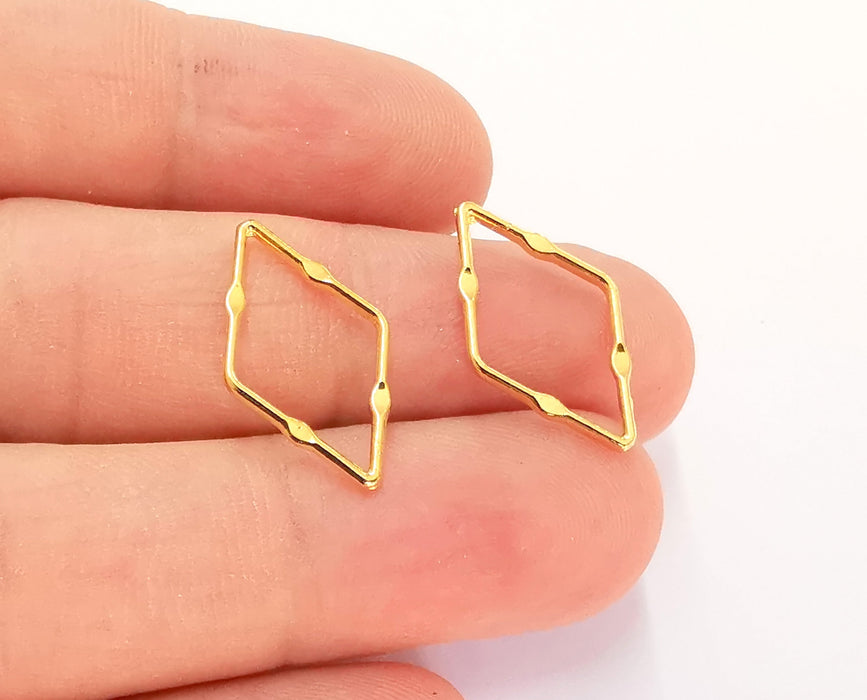 10 Geometric Charms Shiny Gold Plated Findings (22x13mm)  G22261
