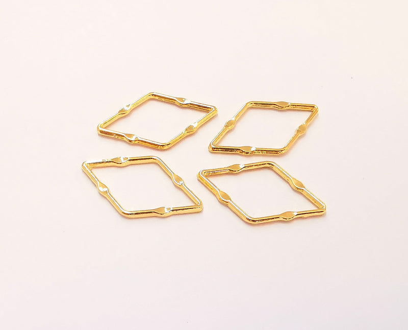 10 Geometric Charms Shiny Gold Plated Findings (22x13mm)  G22261