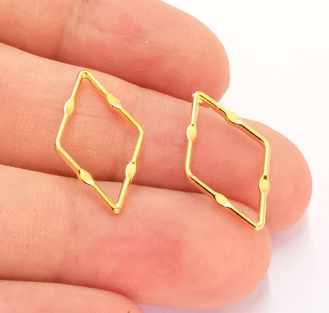 10 Geometric Charms Shiny Gold Plated Findings (22x13mm)  G22261
