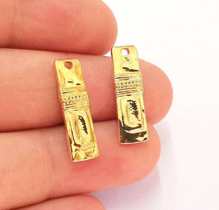 5 Shiny Gold Charms Shiny Gold Plated Charms (23x7mm)  G22264